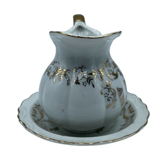 50th Anniversary Gold painted Creamer with Saucer - Picture 4 of 9